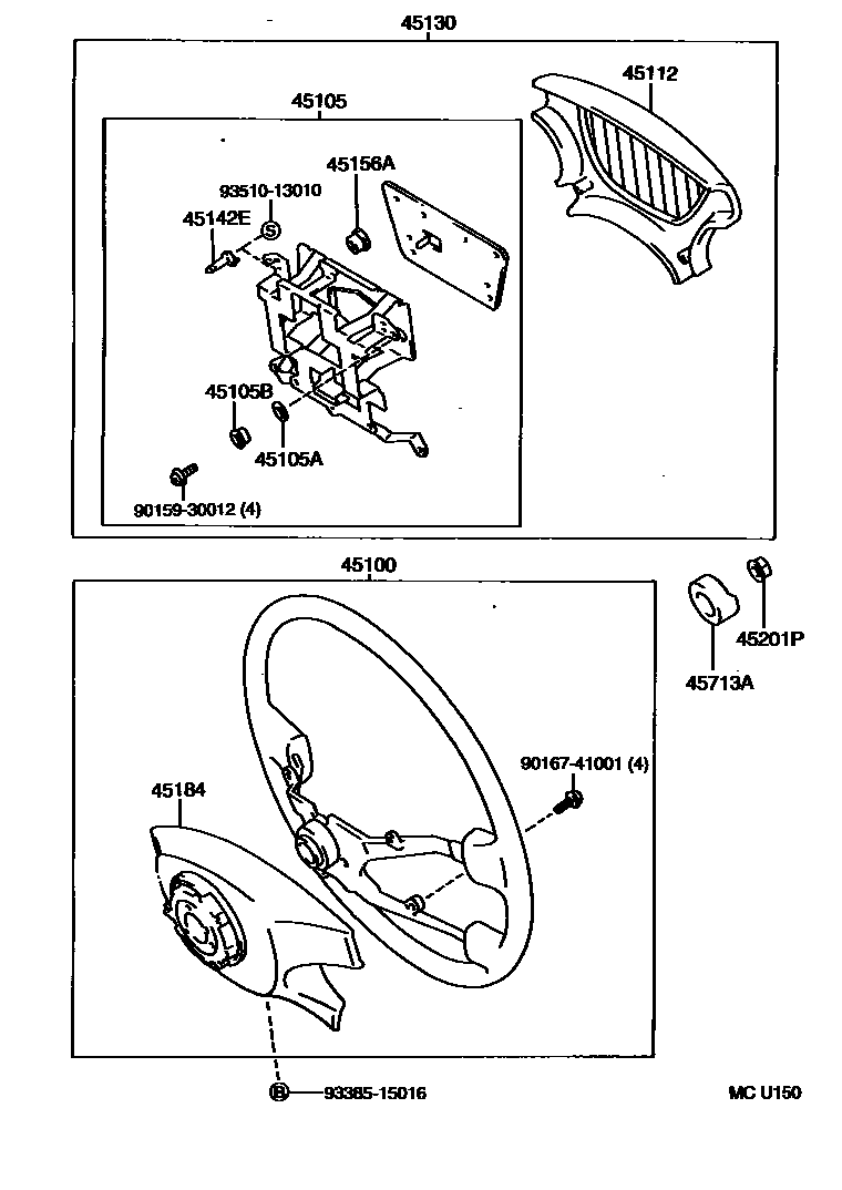 Toyota CAMRY Steering Wheel EPC diagram — MCU150