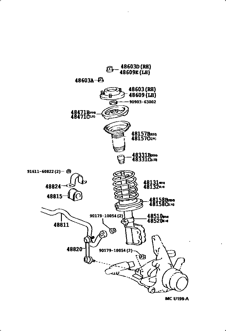 Toyota CAMRY Front Spring & Shock Absorber EPC diagram — 482107