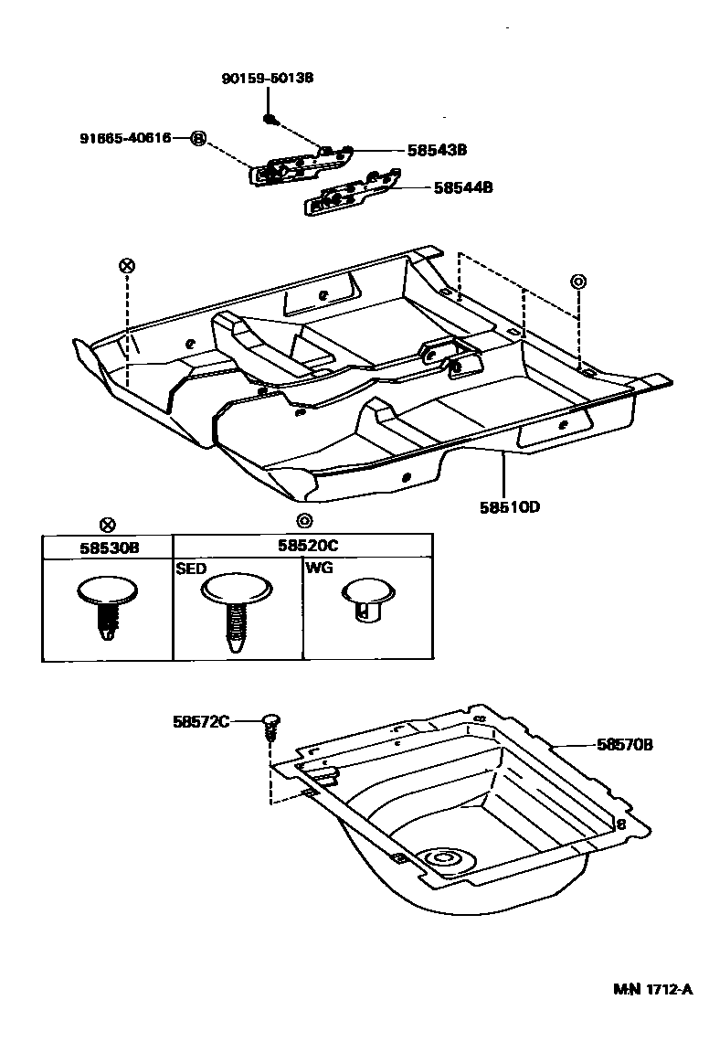 Toyota CAMRY 地板垫和地毯 EPC diagram — MN1712A