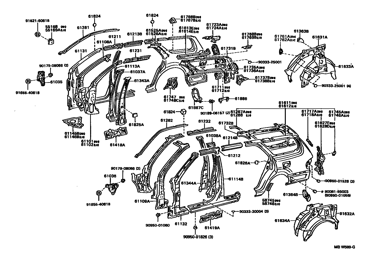 Toyota CAMRY 侧梁 EPC diagram — MBW509G