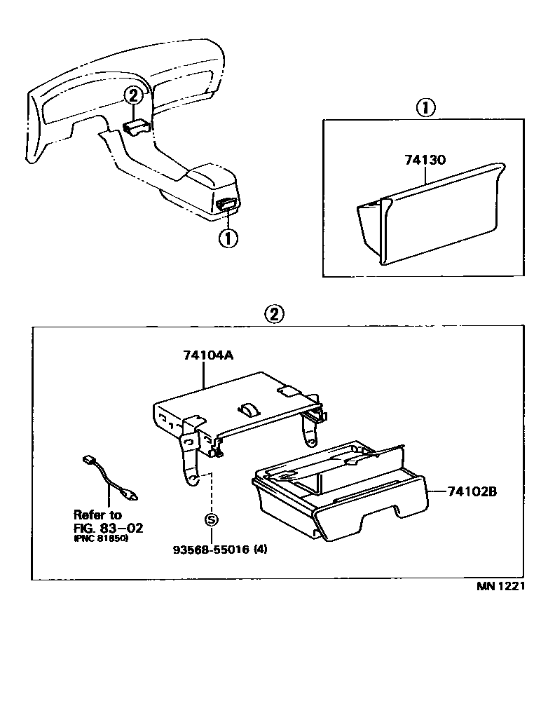 Toyota CAMRY 烟灰盒 EPC diagram — MN1221