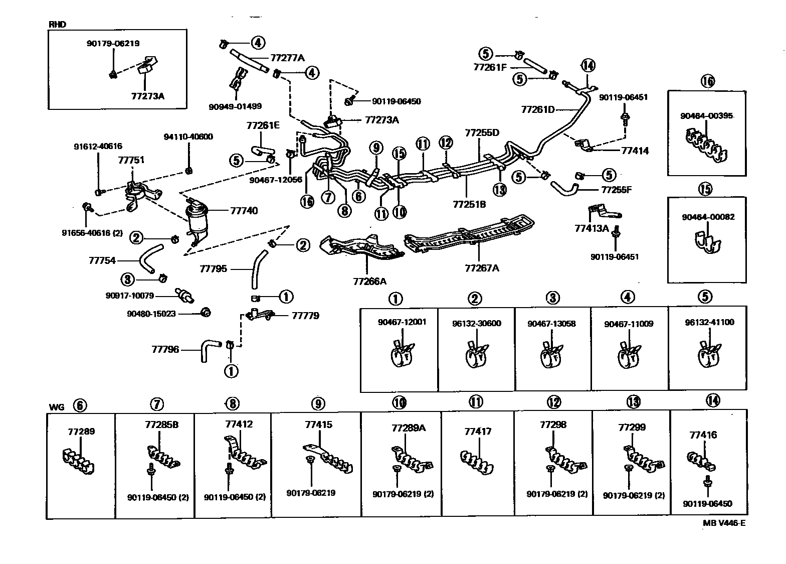 Toyota CAMRY 燃油箱和燃油管 EPC diagram — MBV446E