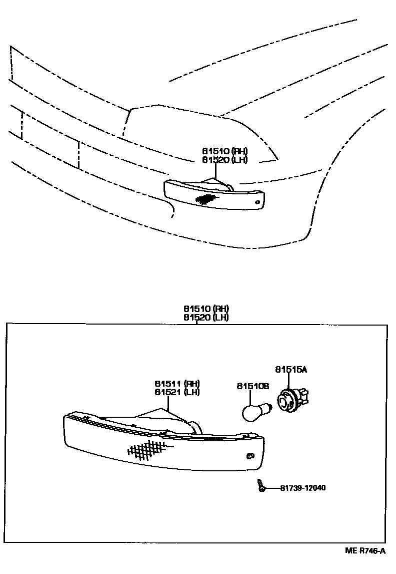 Toyota CAMRY 前转向灯 EPC diagram — MER746A