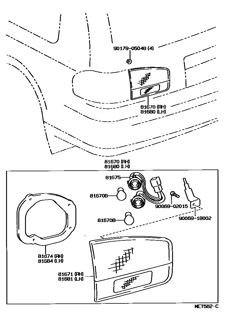 Toyota CAMRY 倒车灯 EPC diagram — MET582C