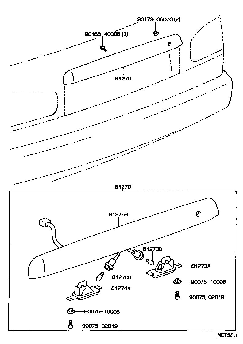 Toyota CAMRY 后牌照灯 EPC diagram — MET583