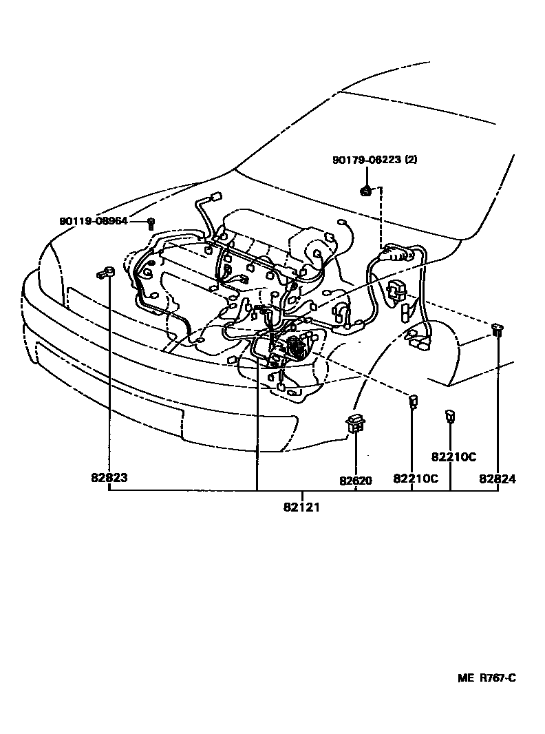 Toyota CAMRY 线束和卡夹 EPC diagram — MER767C