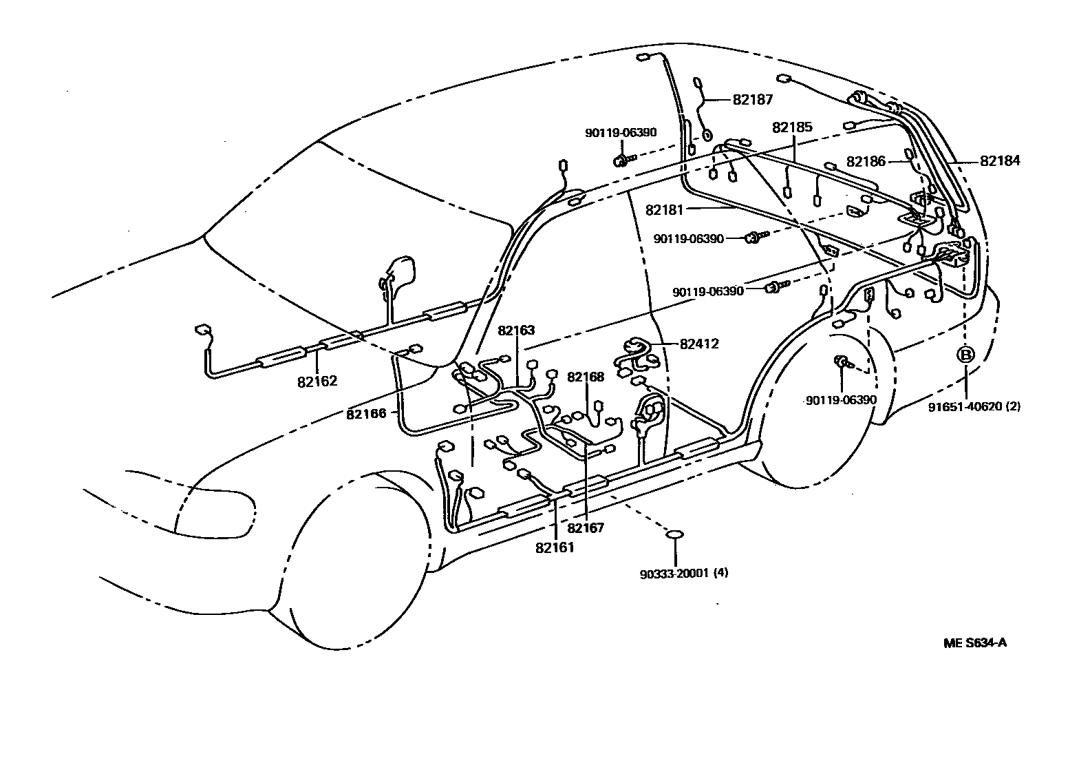 Toyota CAMRY 线束和卡夹 EPC diagram — MEU634A