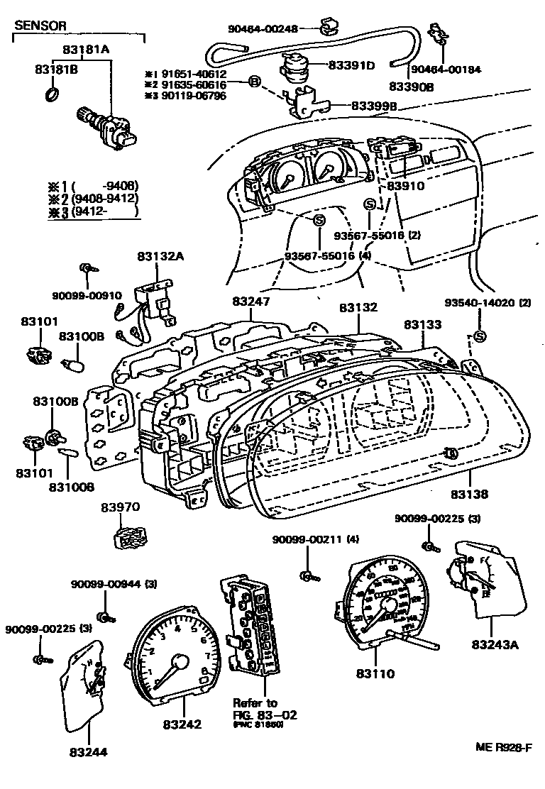 Toyota CAMRY 仪表 EPC diagram — MER928F