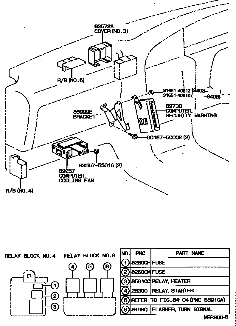 Toyota CAMRY 开关和继电器和ECU EPC diagram — MER906B