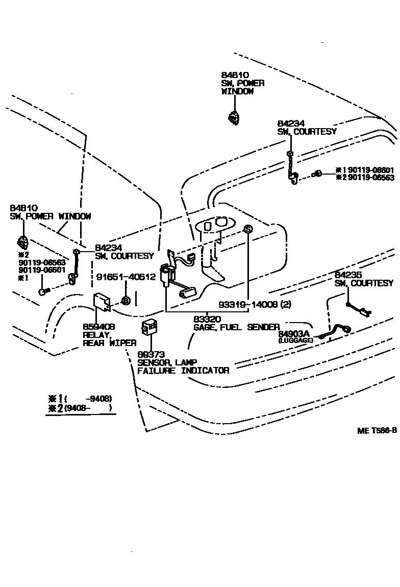 Toyota CAMRY 开关和继电器和ECU EPC diagram — MET586B