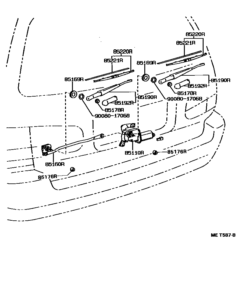 Toyota CAMRY 后刮水器 EPC diagram — MET587B