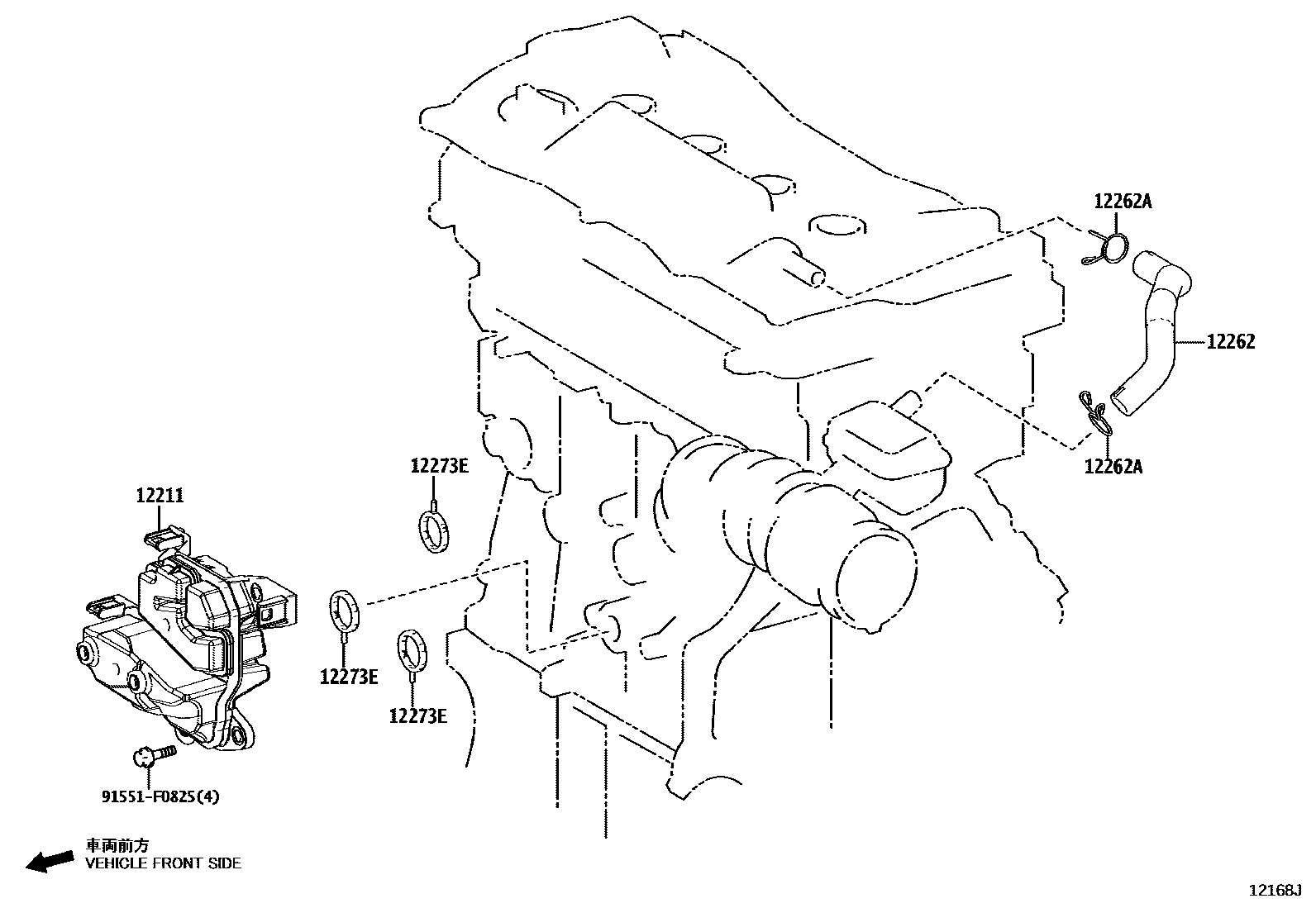 Toyota CAMRY Ventilation Hose EPC diagram — 12168J