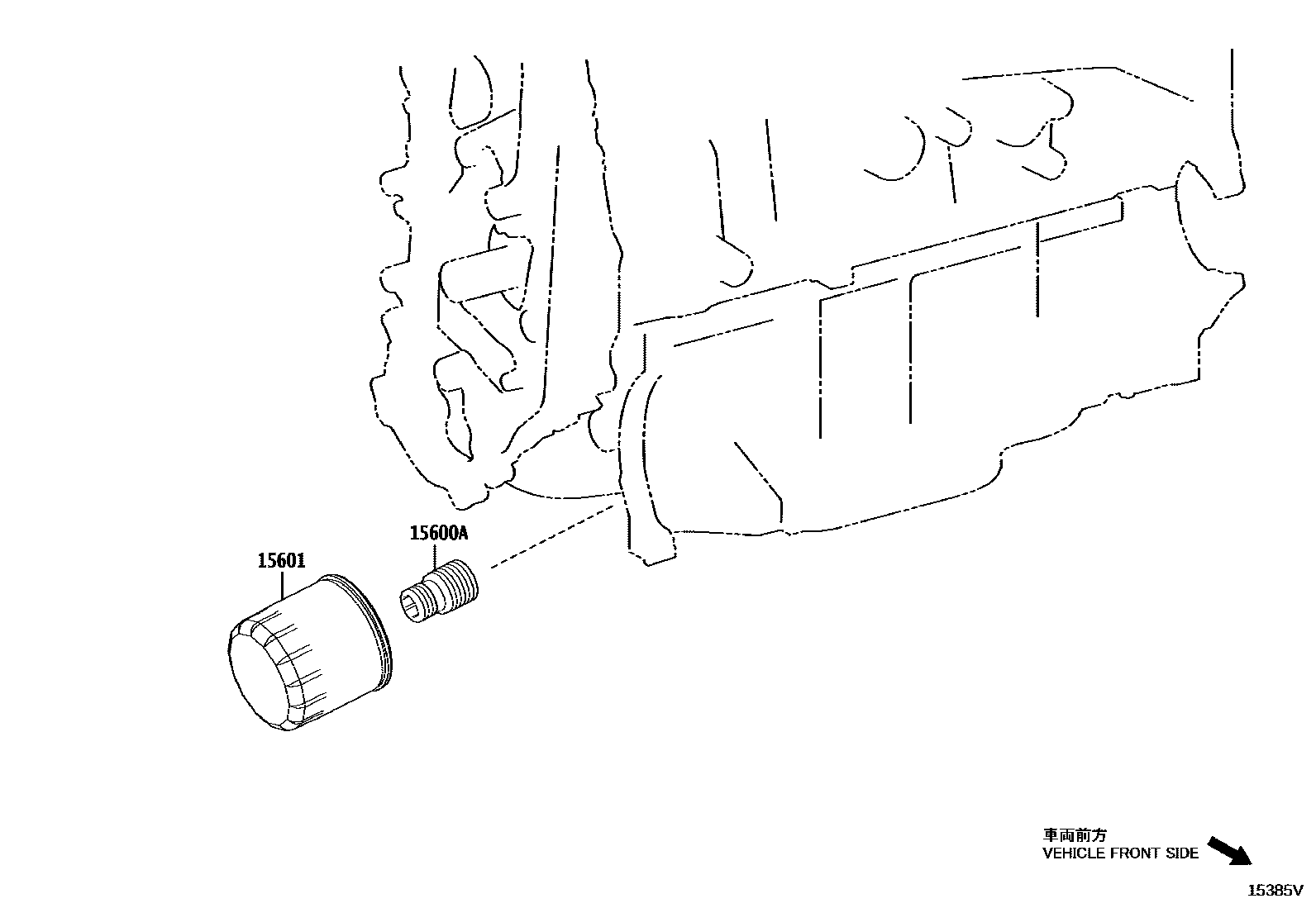 Toyota CAMRY Oil Filter EPC diagram — 15385V