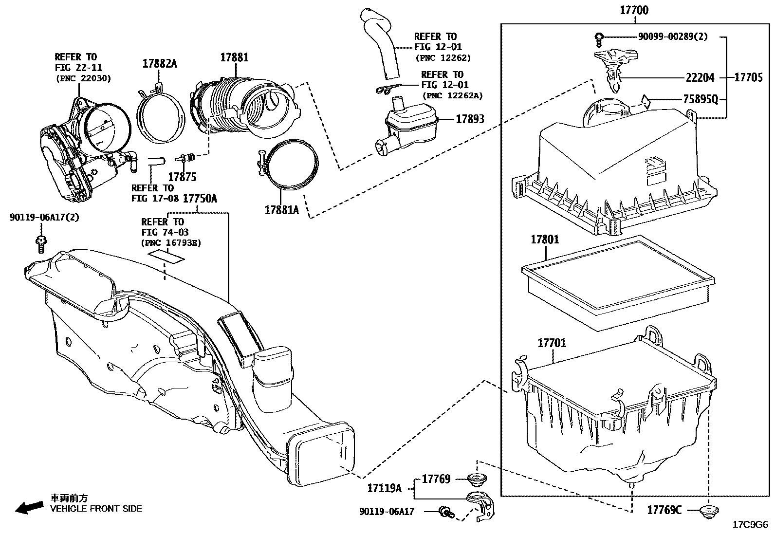 Toyota CAMRY Air Cleaner EPC diagram — 17C9G6