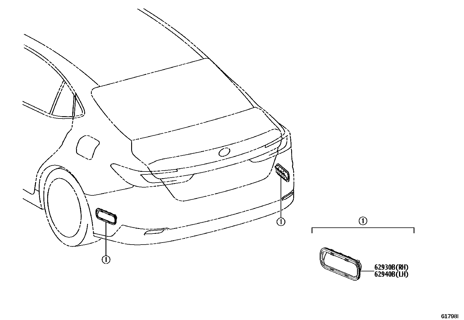 Toyota CAMRY 车侧通风装置 EPC diagram — 61798I