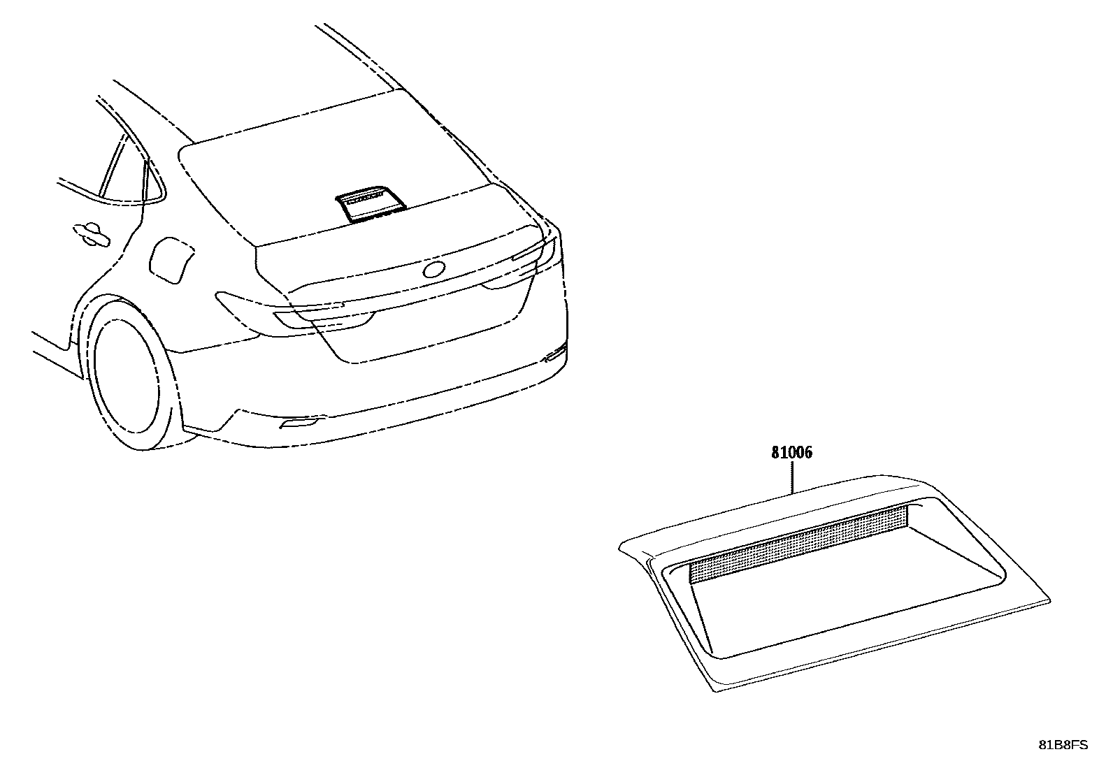 Toyota CAMRY 高位刹车灯 EPC diagram — 81B8FS