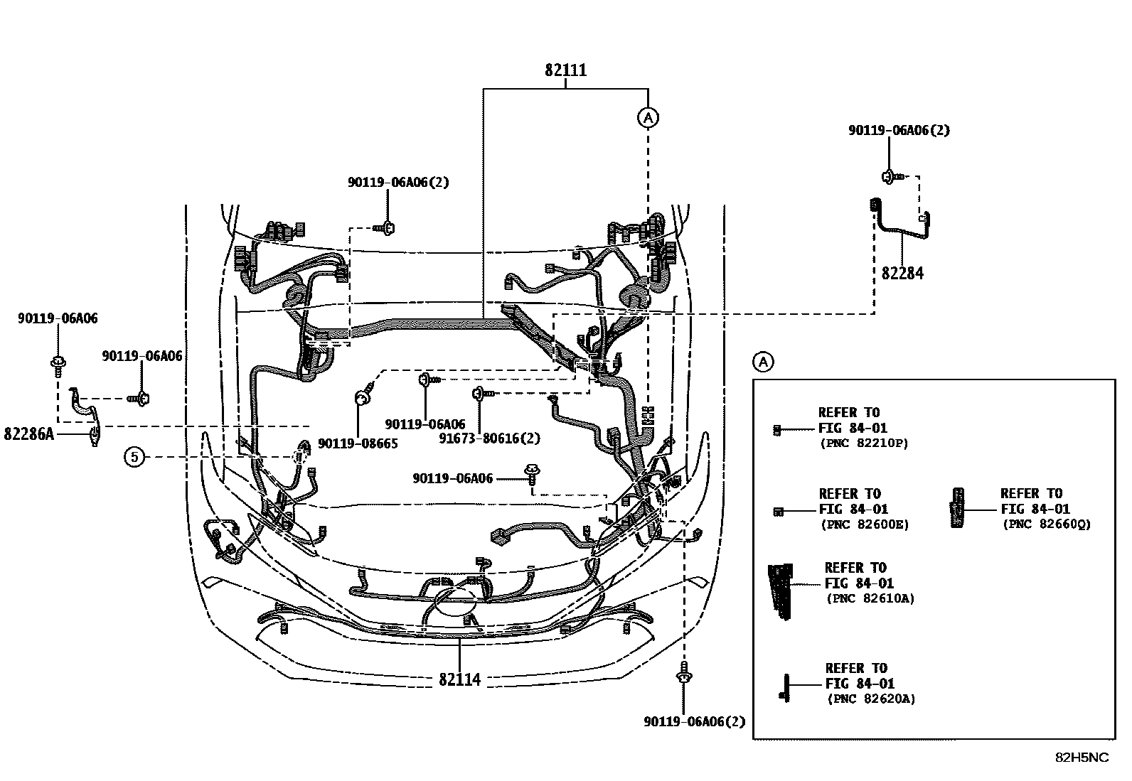 Toyota CAMRY 线束和卡夹 EPC diagram — 82H5NC