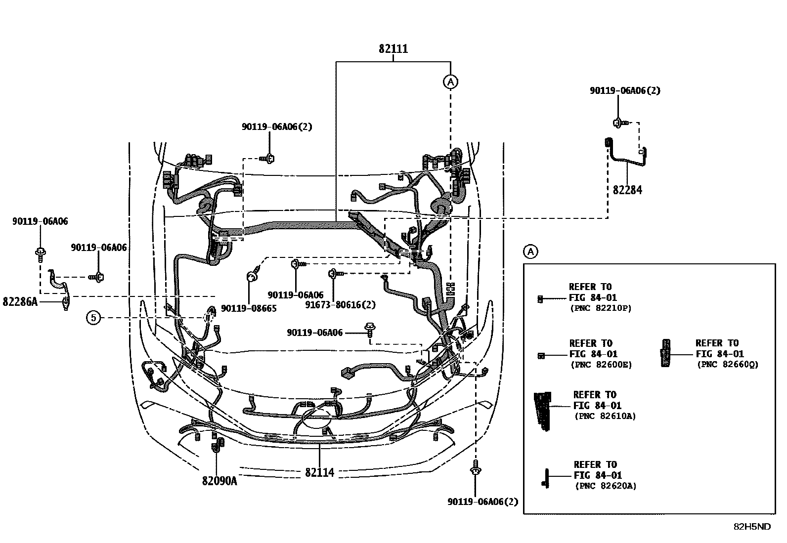 Toyota CAMRY 线束和卡夹 EPC diagram — 82H5ND