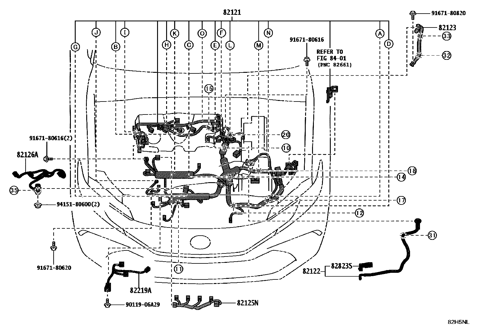 Toyota CAMRY 线束和卡夹 EPC diagram — 82H5NL