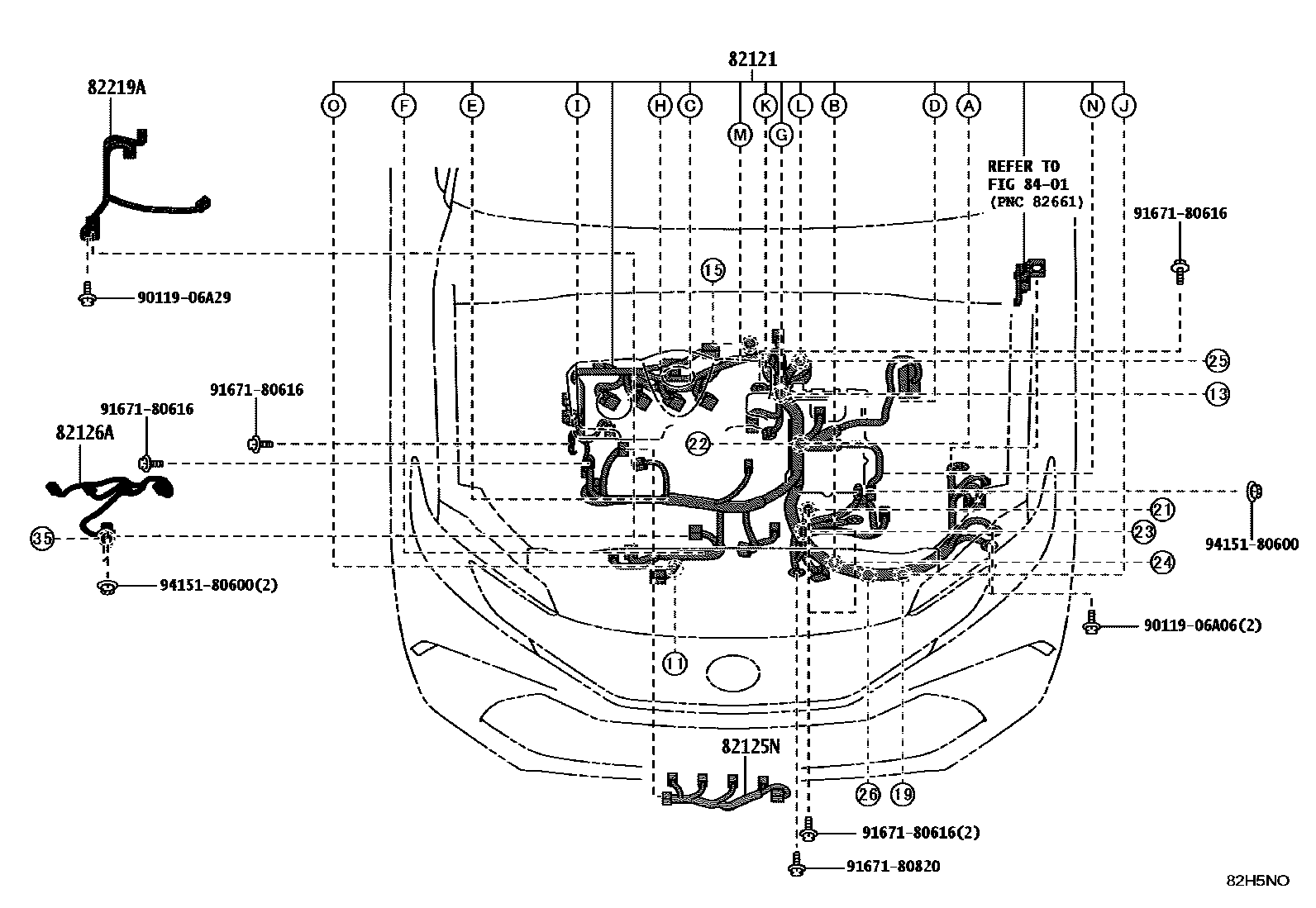 Toyota CAMRY 线束和卡夹 EPC diagram — 82H5NO