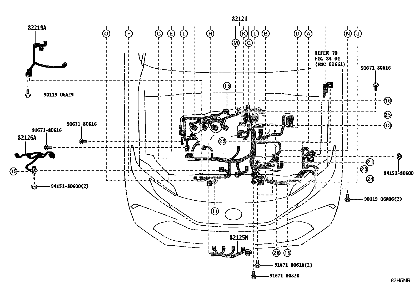 Toyota CAMRY 线束和卡夹 EPC diagram — 82H5NR