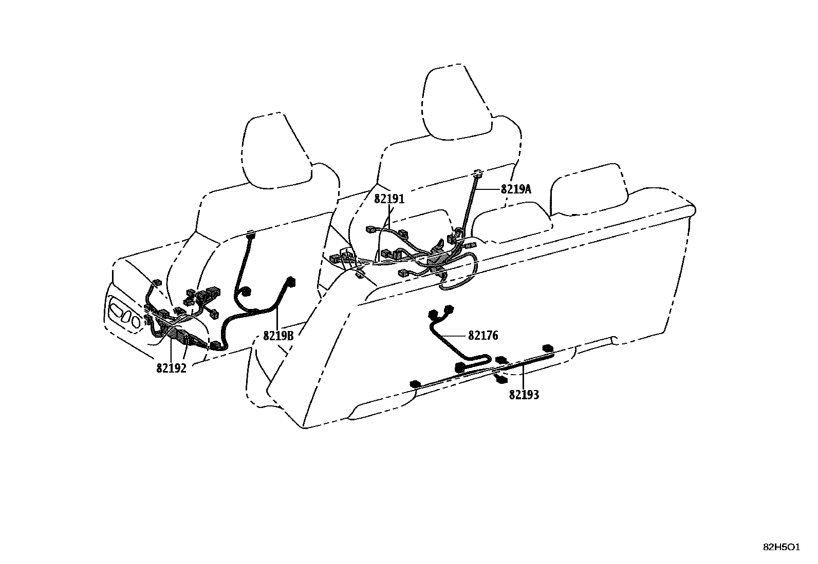 Toyota CAMRY 线束和卡夹 EPC diagram — 82H5O1