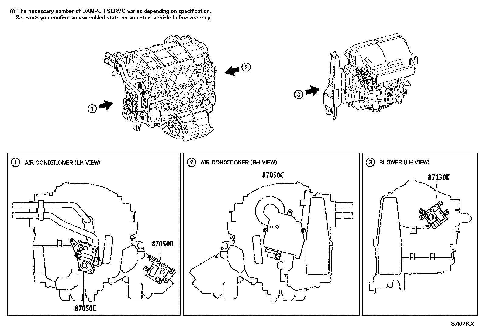 Toyota CAMRY 暖风和空调系统 - 冷却器组件 EPC diagram — 87M4KX