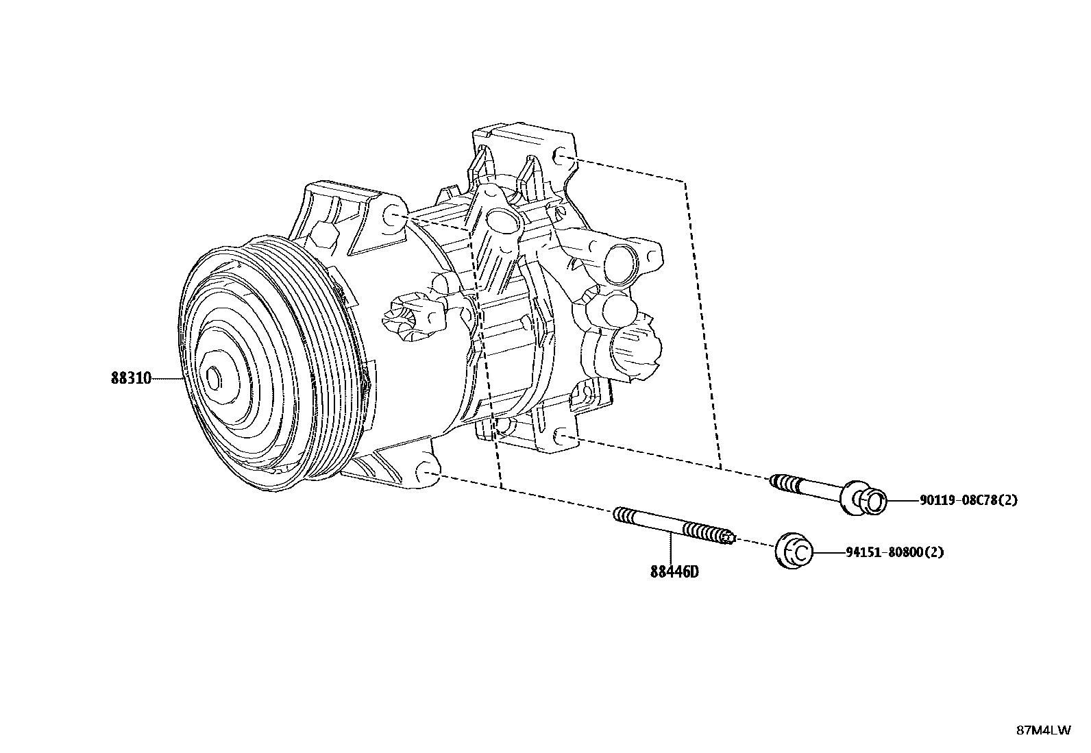 Toyota CAMRY Heating & Air Conditioning - Compressor EPC diagram — 87M4LW