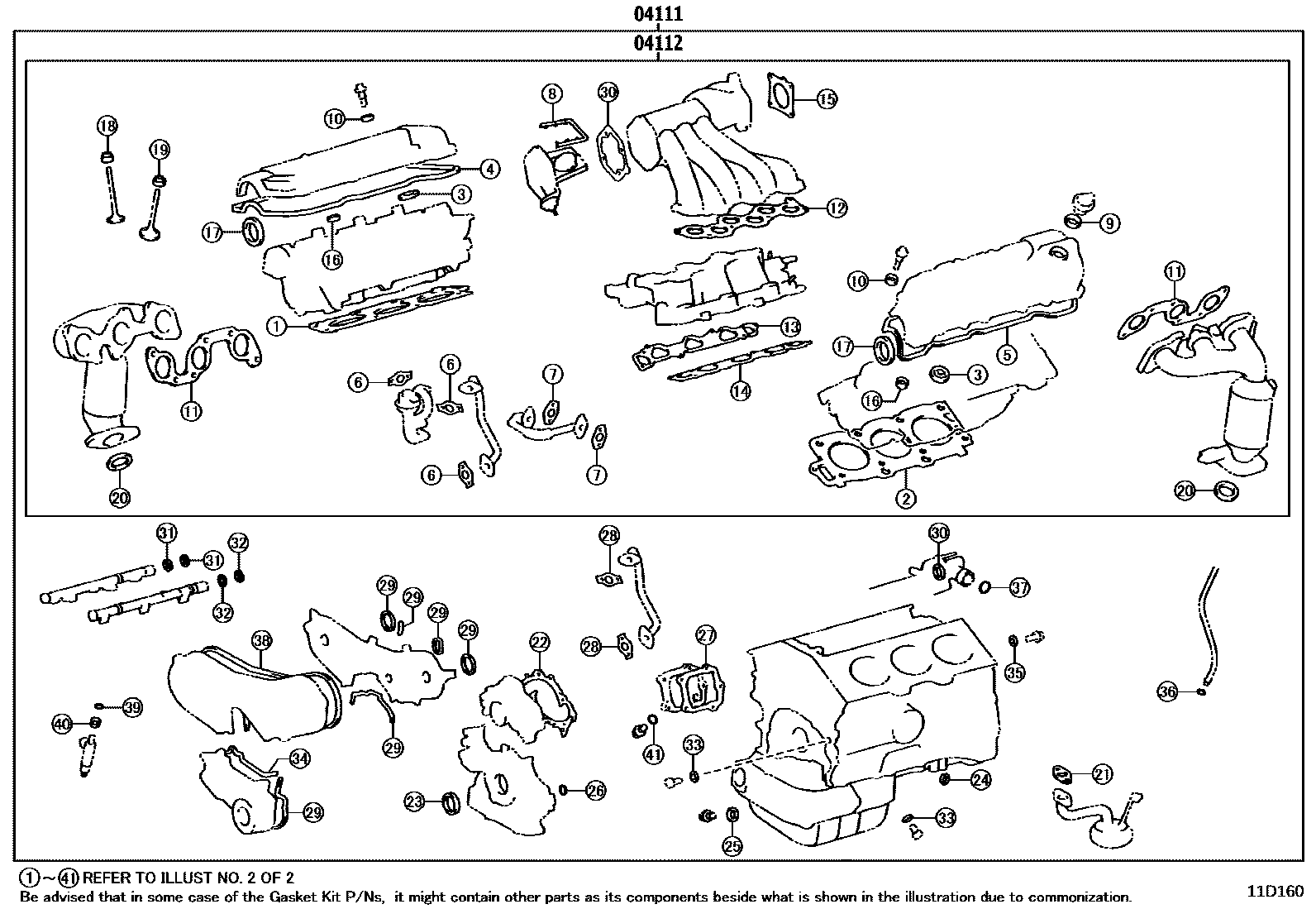 Toyota CAMRY Engine Overhaul Gasket Kit EPC diagram — 11D160