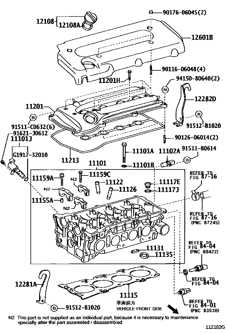 Toyota CAMRY Cylinder Head EPC diagram — 112182G