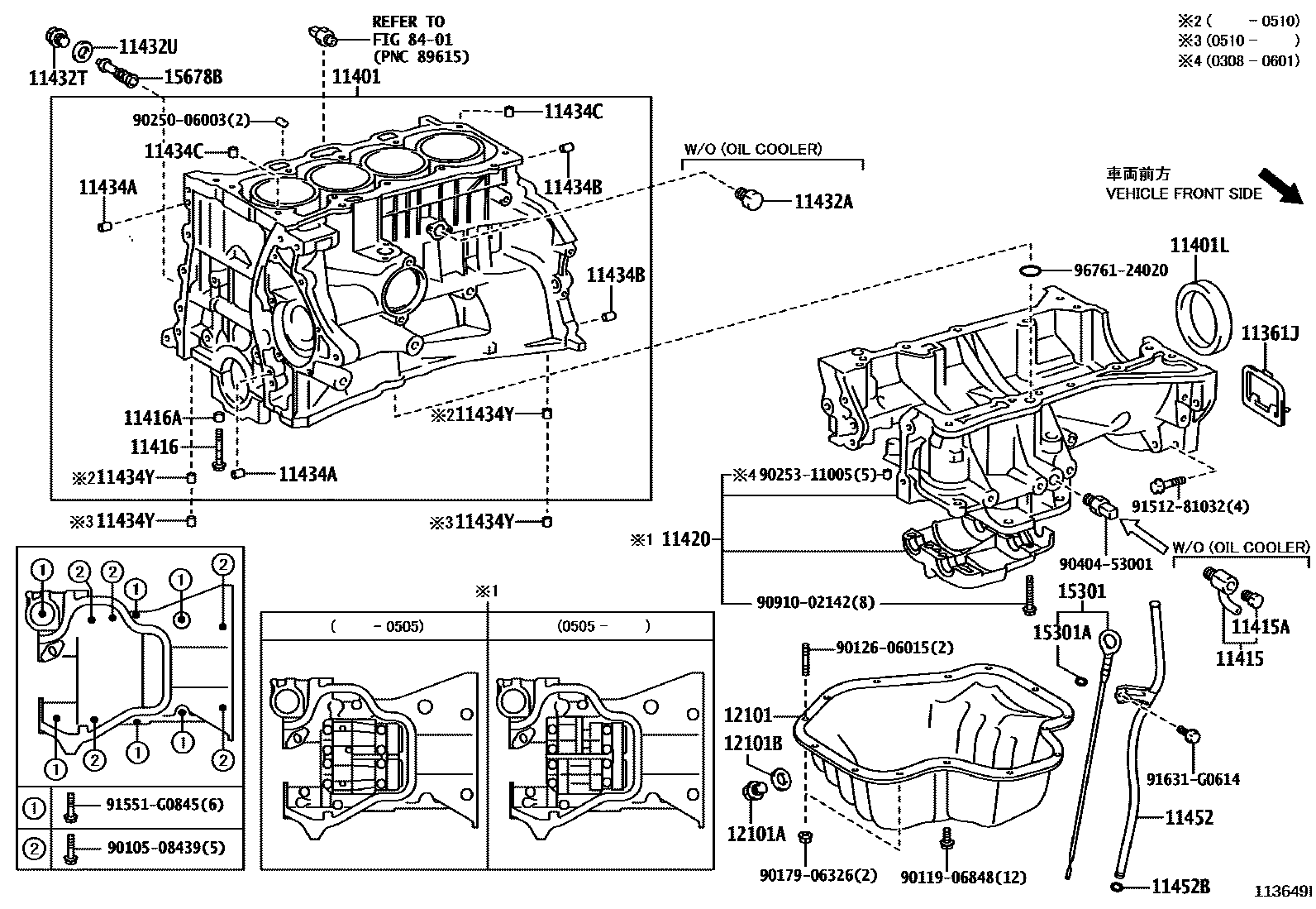 Toyota CAMRY Cylinder Block EPC diagram — 113649I
