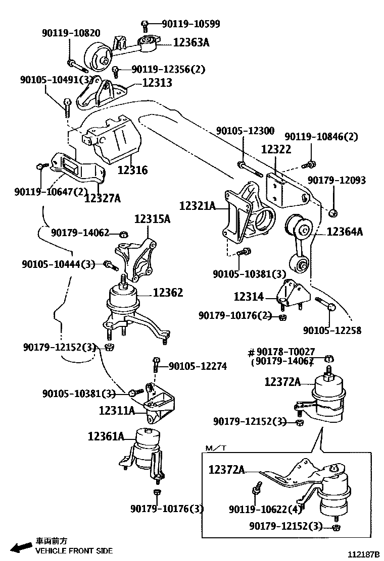 Toyota CAMRY Engine Mounting EPC diagram — 112187B