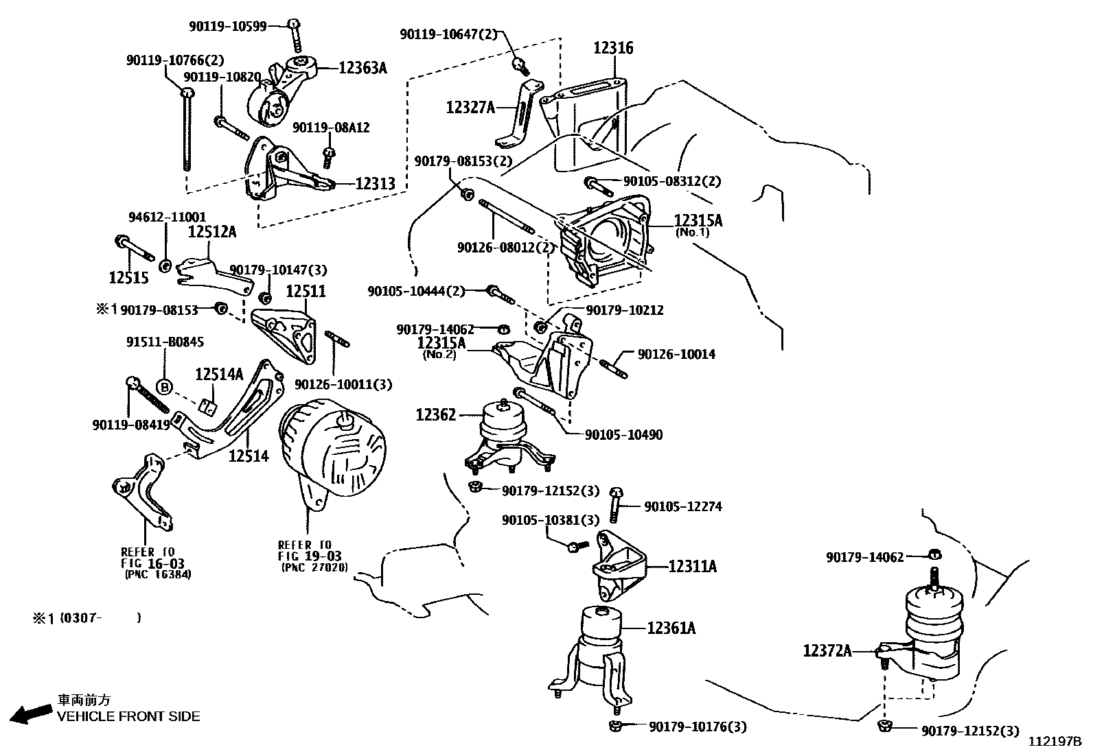 Toyota CAMRY Engine Mounting EPC diagram — 112197B