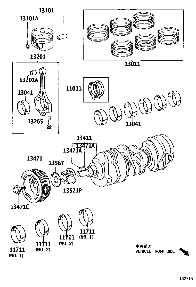 Toyota CAMRY Crankshaft & Piston EPC diagram — 132715