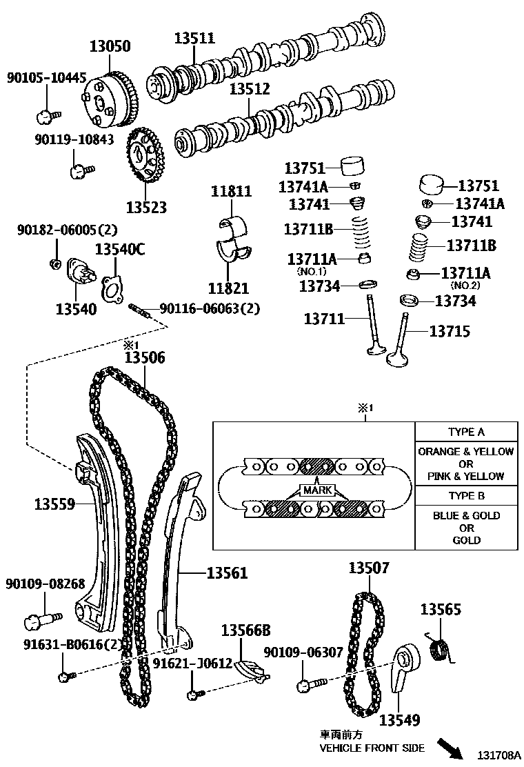 Toyota CAMRY Camshaft & Valve EPC diagram — 131708A