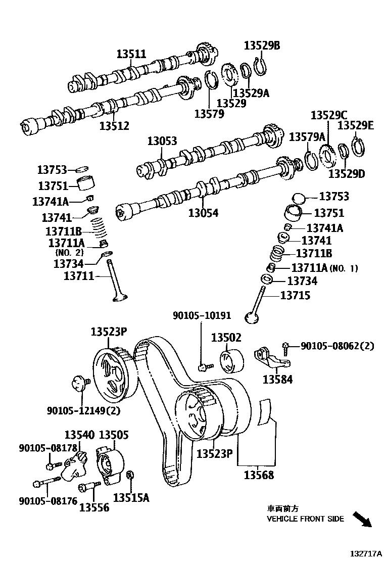 Toyota CAMRY Camshaft & Valve EPC diagram — 132717A
