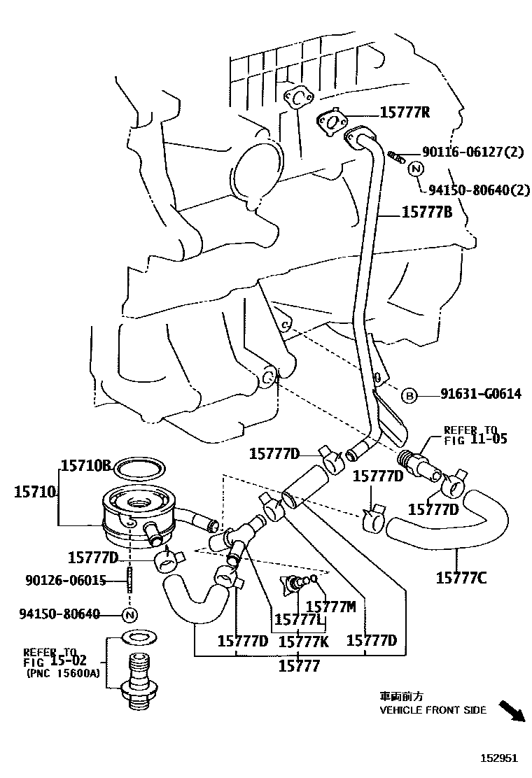 Toyota CAMRY Engine Oil Cooler EPC diagram — 152951
