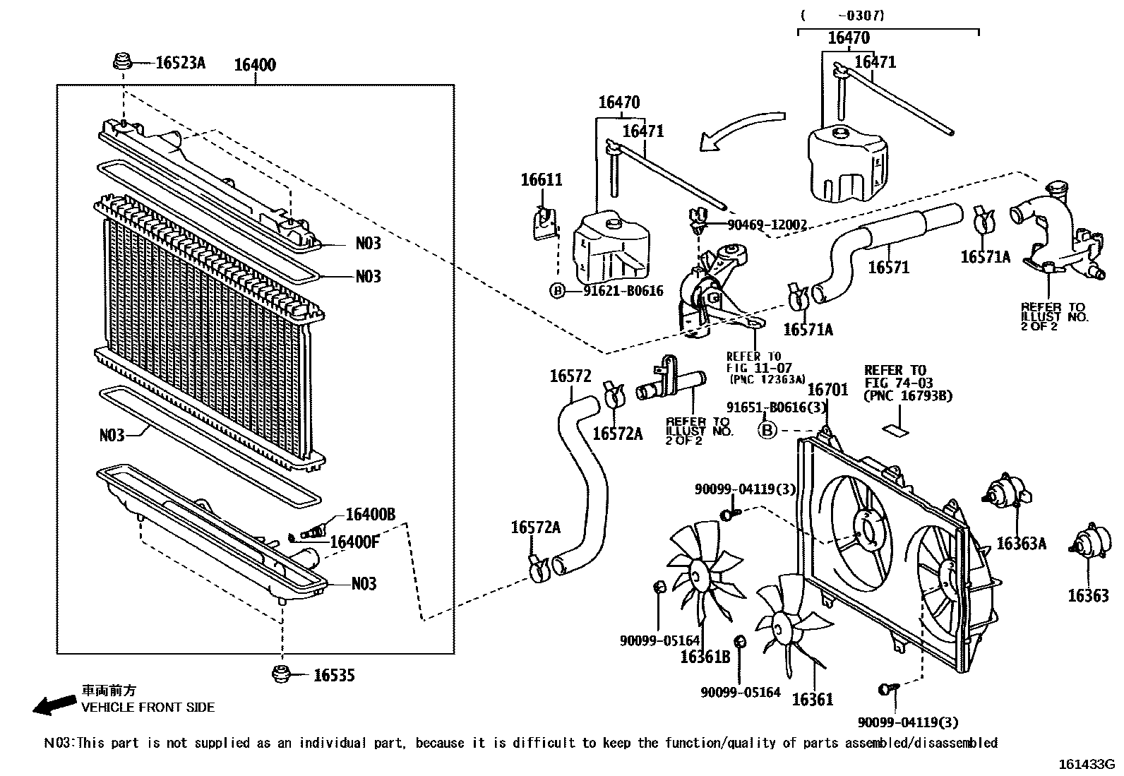 Toyota CAMRY RADIATOR & WATER OUTLET EPC diagram — 161433G