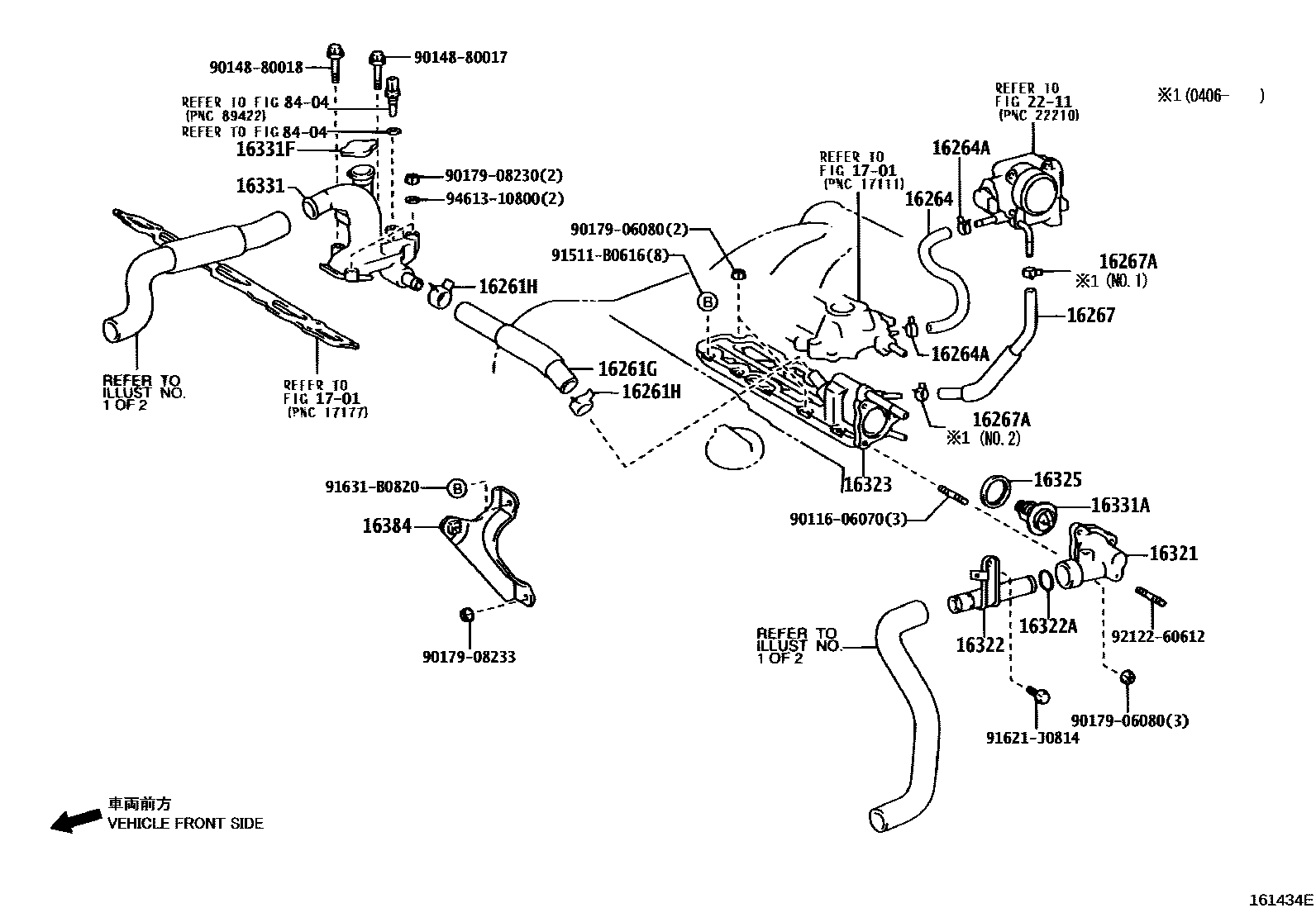 Toyota CAMRY RADIATOR & WATER OUTLET EPC diagram — 161434E