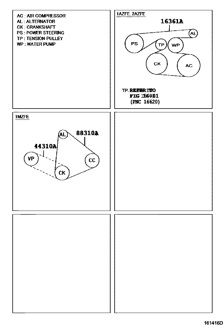 Toyota CAMRY V-Belt EPC diagram — 161416D