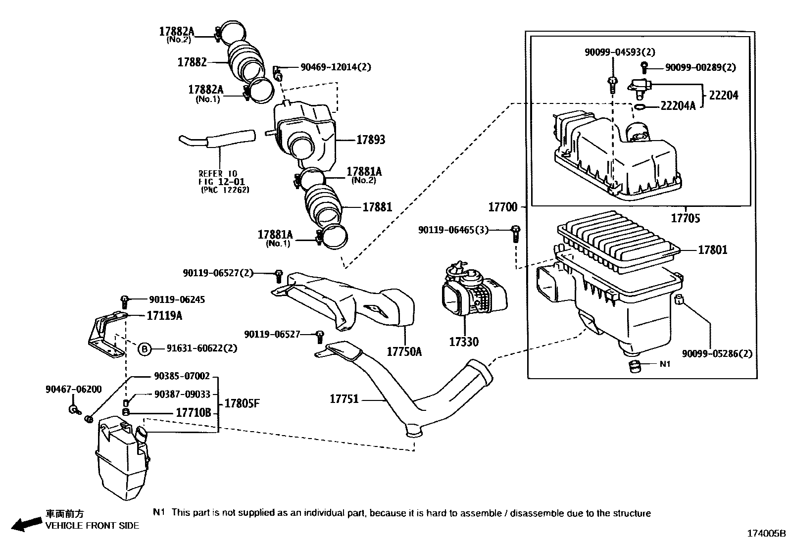 Toyota CAMRY Air Cleaner EPC diagram — 174005B