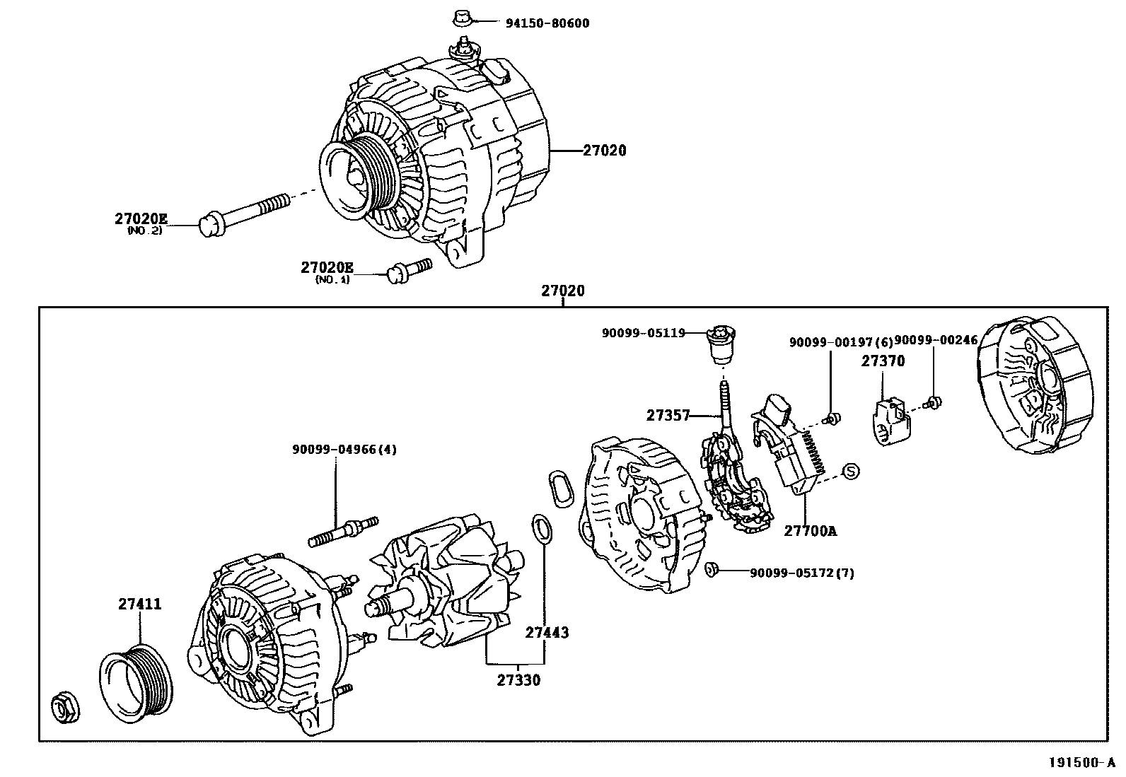Toyota CAMRY Alternator EPC diagram — 191500B