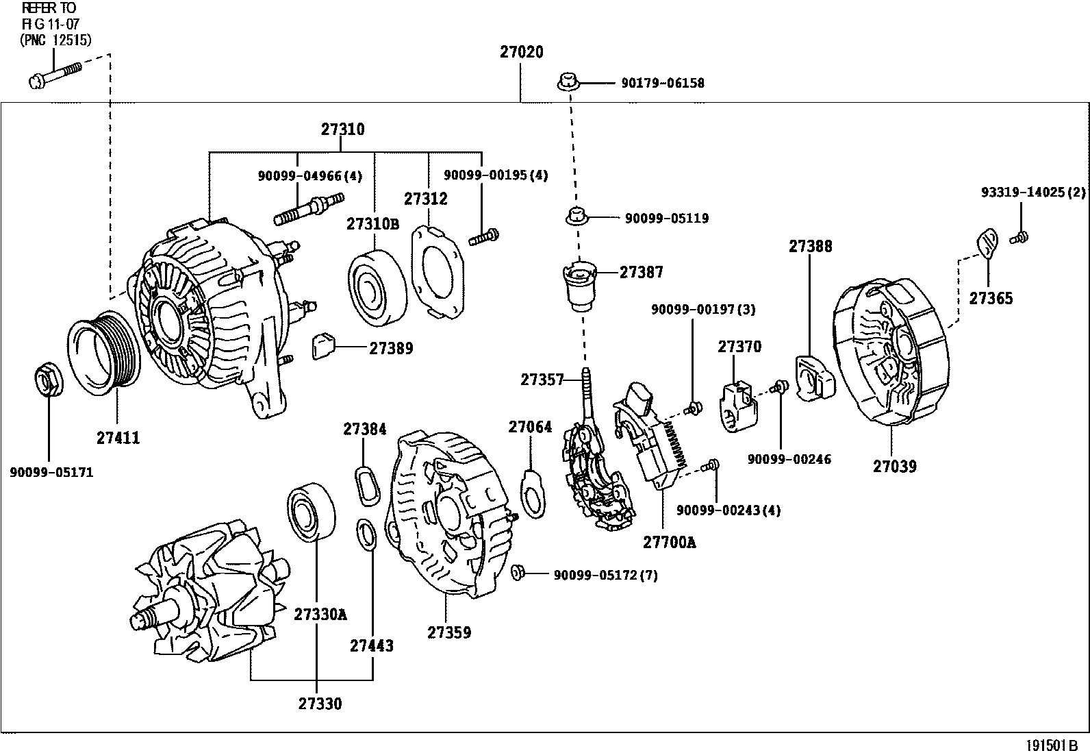 Toyota CAMRY Alternator EPC diagram — 191501B
