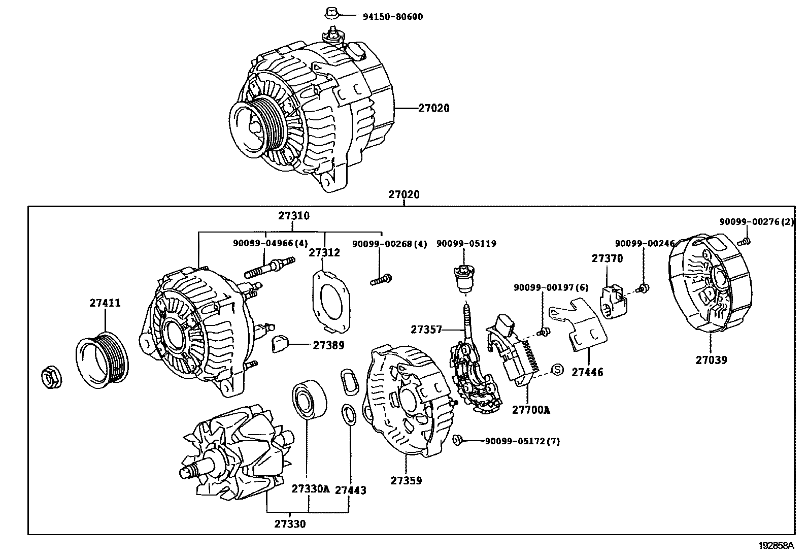 Toyota CAMRY Alternator EPC diagram — 192858A
