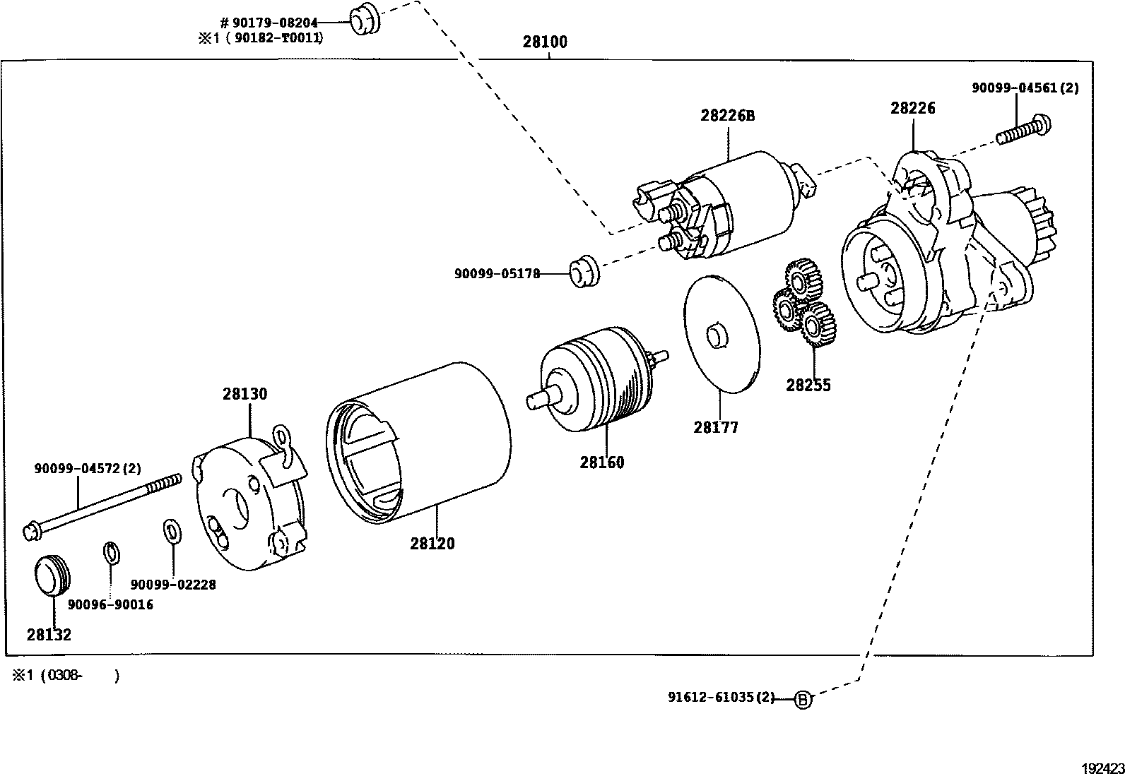 Toyota CAMRY 起动机 EPC diagram — 192423
