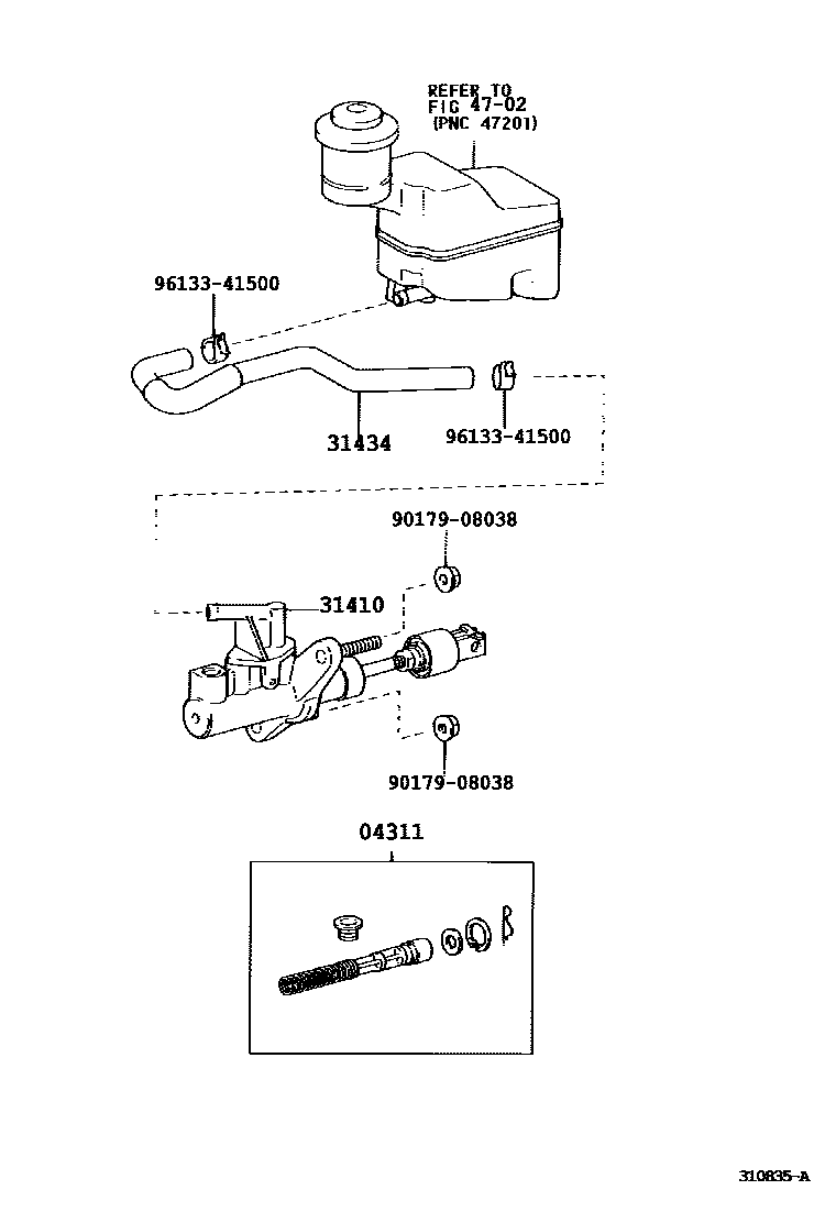 Toyota CAMRY 离合器总泵 EPC diagram — 310835A