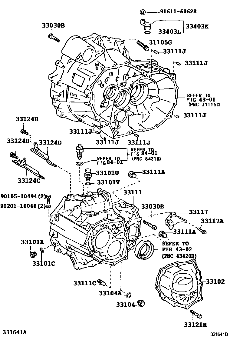 Toyota CAMRY 离合器壳和变速器壳(MTM) EPC diagram — 331641D