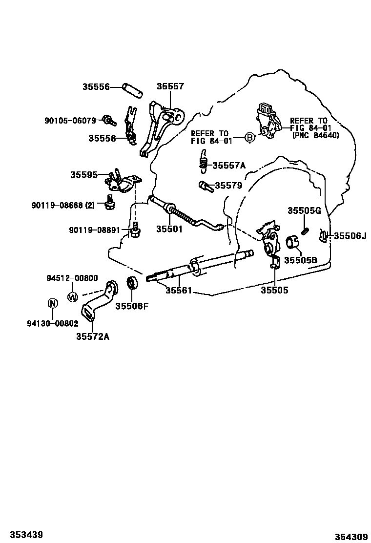 Toyota CAMRY 节气阀连杆和阀杆(ATM) EPC diagram — 354309