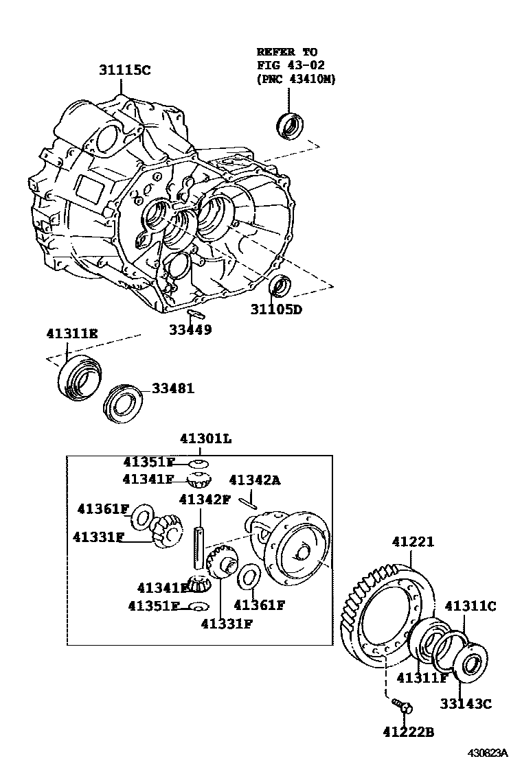 Toyota CAMRY 前桥壳和差速器 EPC diagram — 430823A