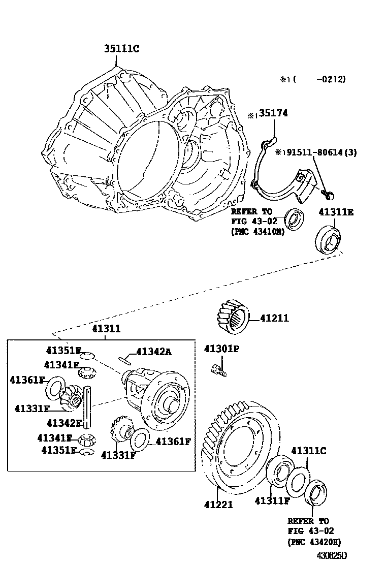 Toyota CAMRY 前桥壳和差速器 EPC diagram — 430825D